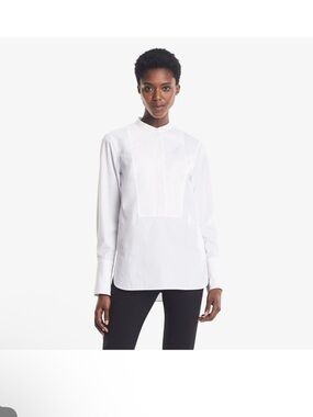 MM. Lafleur The Penelope Top White Mandarin-Collar Poplin Button-Down